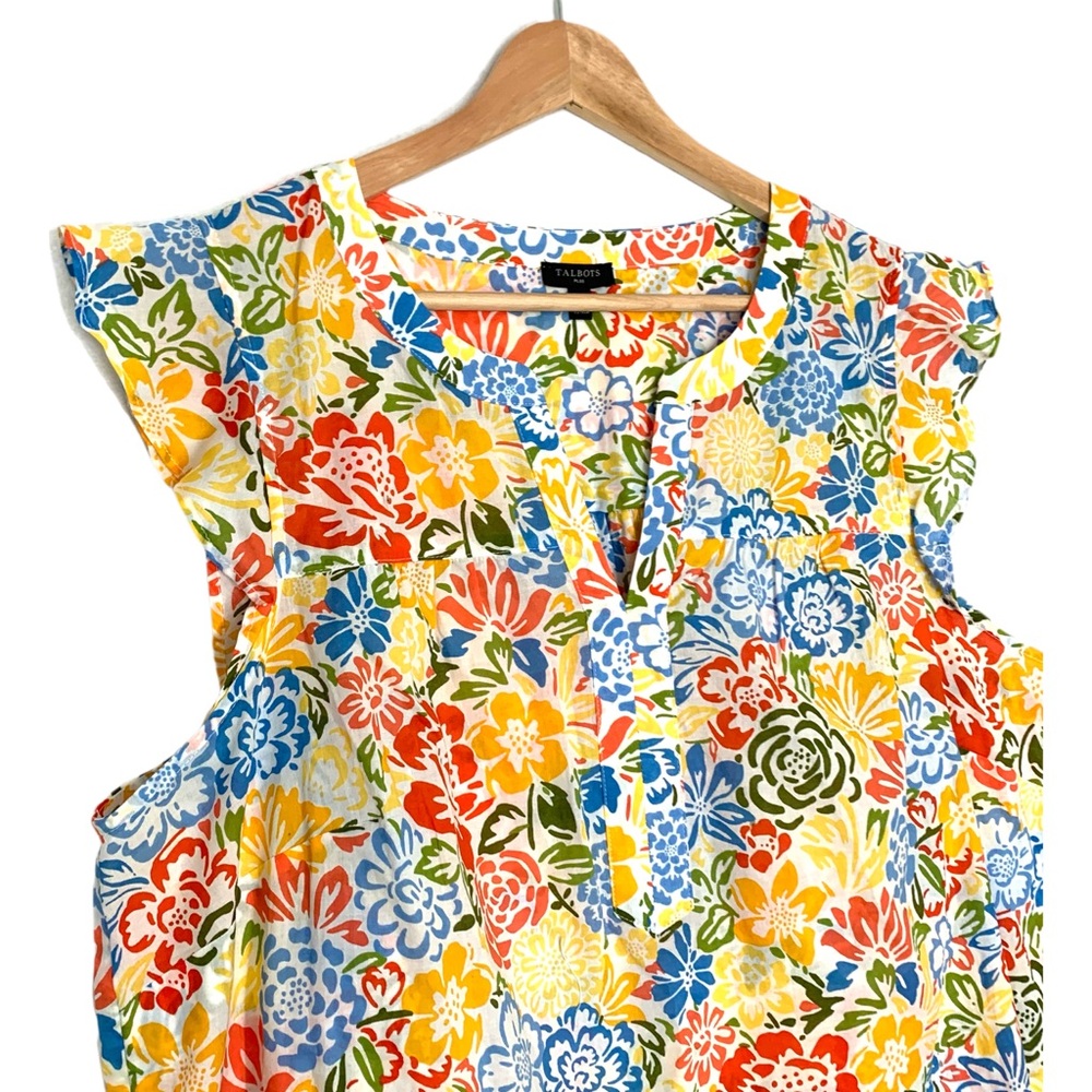 Talbots Plus Blossom Garden Shell Multi Color Flo… - image 3